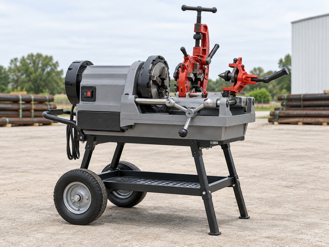 Pipe threading machine
